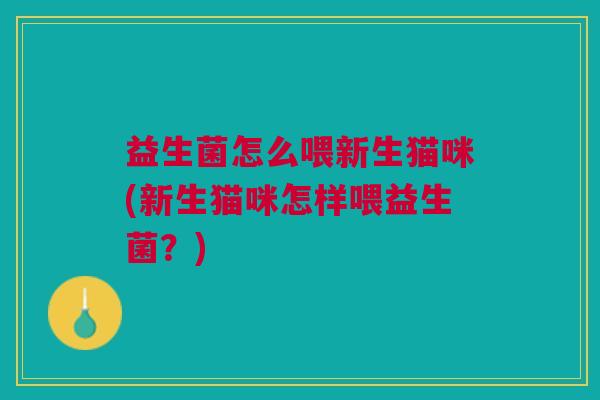 益生菌怎么喂新生猫咪(新生猫咪怎样喂益生菌?)