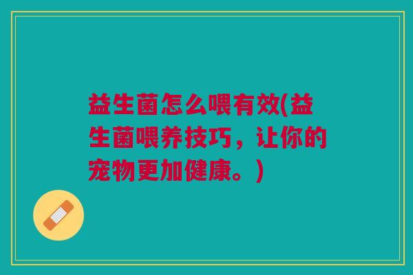 益生菌怎么喂有效(益生菌喂养技巧,让你的宠物更加健康。) 益生菌怎么喂有效(益生菌喂养技巧,让你的宠物更加健康。)