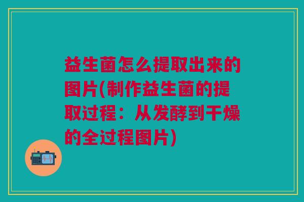 益生菌怎么提取出来的图片(制作益生菌的提取过程:从发酵到干燥的全过程图片)