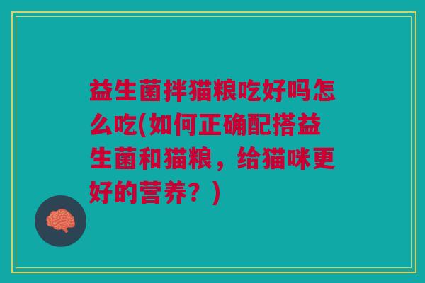 益生菌拌猫粮吃好吗怎么吃(如何正确配搭益生菌和猫粮,给猫咪更好的营养?)