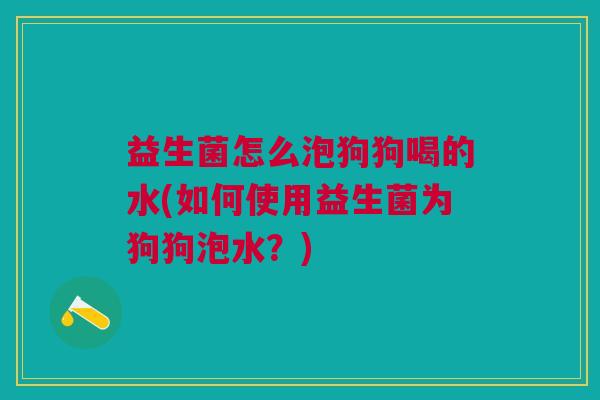 益生菌怎么泡狗狗喝的水(如何使用益生菌为狗狗泡水?) 益生菌怎么泡狗狗喝的水(如何使用益生菌为狗狗泡水?)