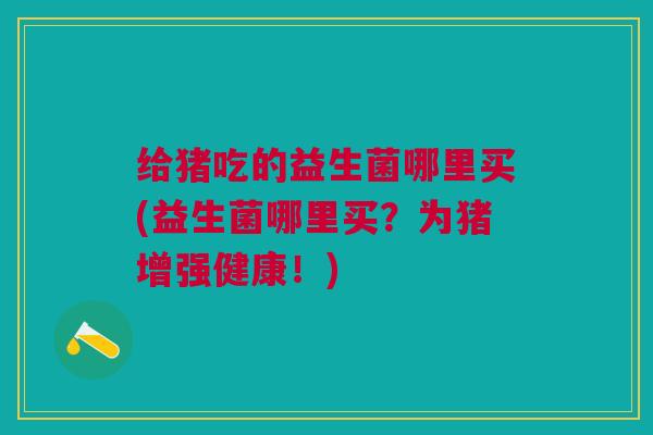 给猪吃的益生菌哪里买(益生菌哪里买?为猪增强健康!)