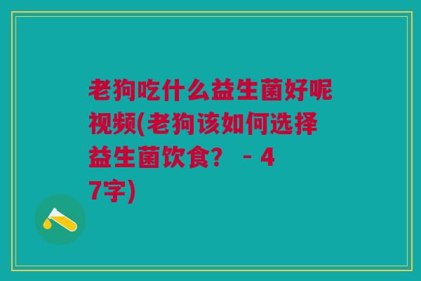 老狗吃什么益生菌好呢视频(老狗该如何选择益生菌饮食? - 47字)