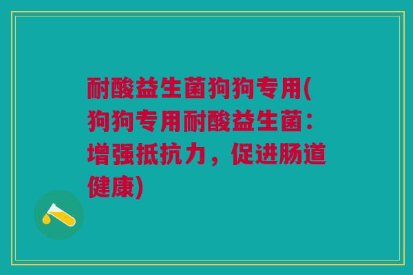 耐酸益生菌狗狗专用(狗狗专用耐酸益生菌:增强抵抗力,促进肠道健康)