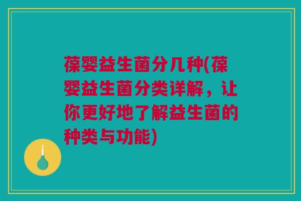 葆婴益生菌分几种(葆婴益生菌分类详解，让你更好地了解益生菌的种类与功能)