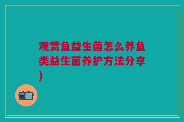 观赏鱼益生菌怎么养鱼类益生菌养护方法分享)
