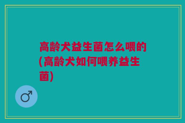 高龄犬益生菌怎么喂的(高龄犬如何喂养益生菌)