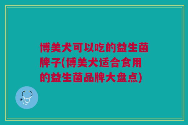 博美犬可以吃的益生菌牌子(博美犬适合食用的益生菌品牌大盘点)