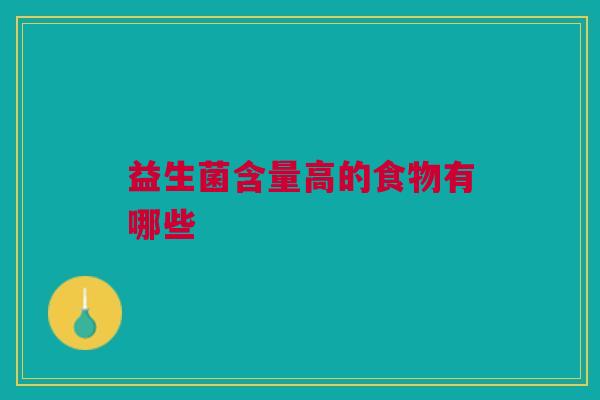 益生菌含量高的食物有哪些