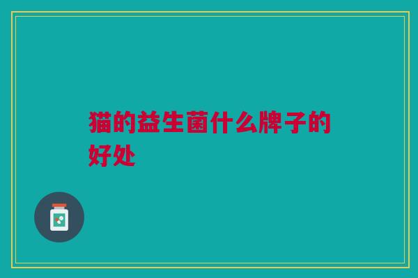 猫的益生菌什么牌子的好处