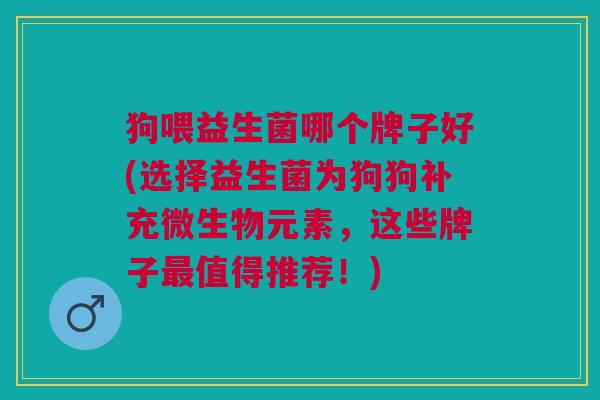 狗喂益生菌哪个牌子好(选择益生菌为狗狗补充微生物元素,这些牌子最值得推荐!)