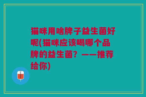 猫咪用啥牌子益生菌好呢(猫咪应该喝哪个品牌的益生菌？——推荐给你)