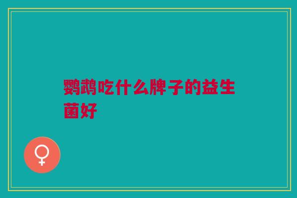 鹦鹉吃什么牌子的益生菌好