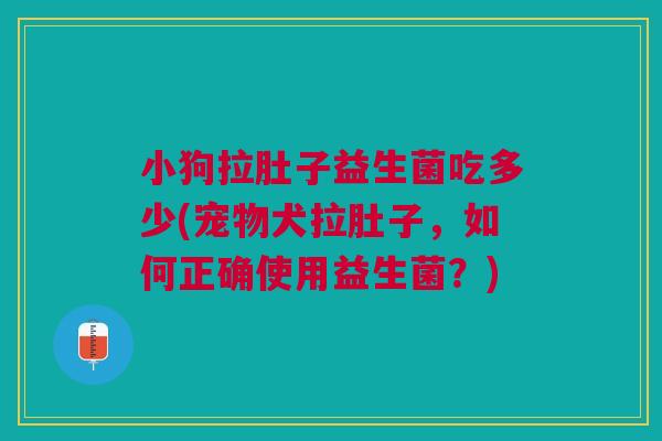 小狗拉肚子益生菌吃多少(宠物犬拉肚子,如何正确使用益生菌?)