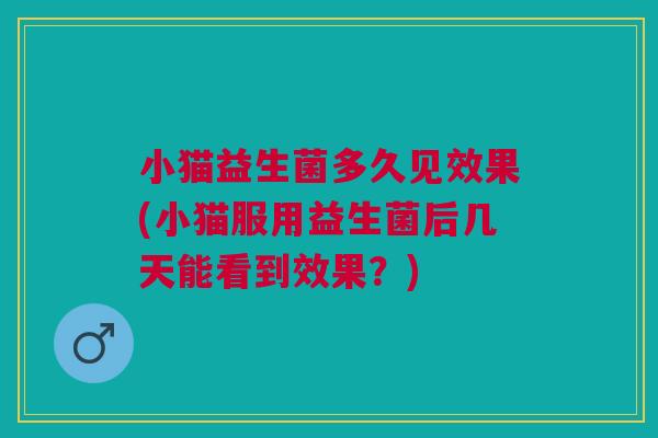 小猫益生菌多久见效果(小猫服用益生菌后几天能看到效果?) 小猫益生菌多久见效果(小猫服用益生菌后几天能看到效果?)