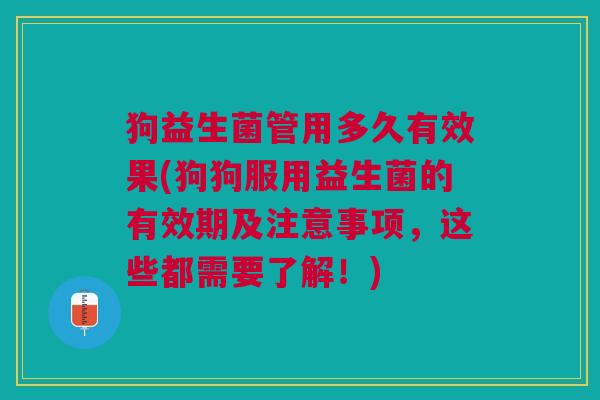 狗益生菌管用多久有效果(狗狗服用益生菌的有效期及注意事项,这些都需要了解!) 狗益生菌管用多久有效果(狗狗服用益生菌的有效期及注意事项,这些都需要了解!)