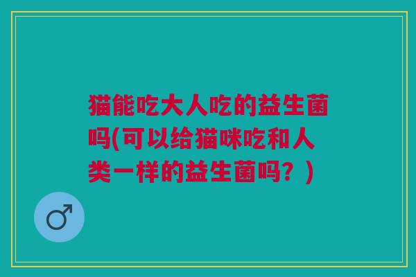 猫能吃大人吃的益生菌吗(可以给猫咪吃和人类一样的益生菌吗?) 猫能吃大人吃的益生菌吗(可以给猫咪吃和人类一样的益生菌吗?)