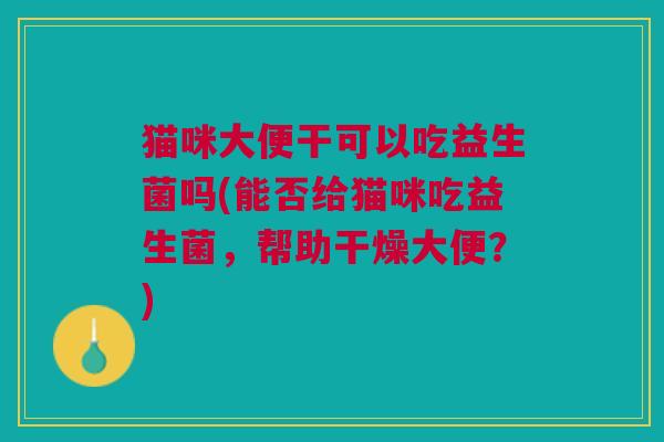 猫咪大便干可以吃益生菌吗(能否给猫咪吃益生菌,帮助干燥大便?)