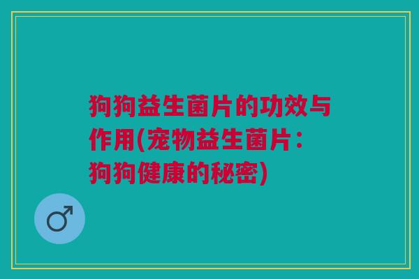狗狗益生菌片的功效与作用(宠物益生菌片:狗狗健康的秘密)