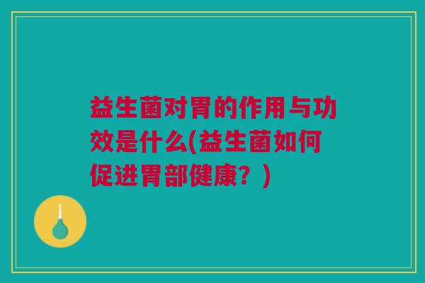 益生菌对胃的作用与功效是什么(益生菌如何促进胃部健康?)