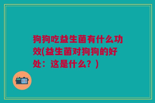 狗狗吃益生菌有什么功效(益生菌对狗狗的好处:这是什么?)