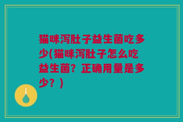 猫咪泻肚子益生菌吃多少(猫咪泻肚子怎么吃益生菌?正确用量是多少?)