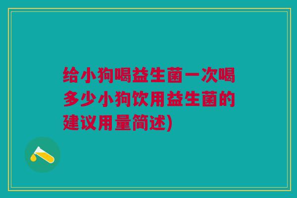给小狗喝益生菌一次喝多少小狗饮用益生菌的建议用量简述)