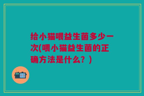 给小猫喂益生菌多少一次(喂小猫益生菌的正确方法是什么？)