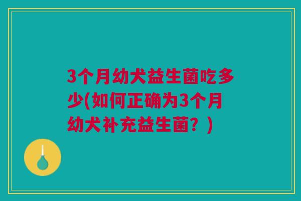 3个月幼犬益生菌吃多少(如何正确为3个月幼犬补充益生菌？)