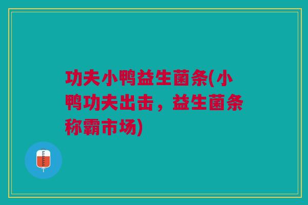 功夫小鸭益生菌条(小鸭功夫出击，益生菌条称霸市场)