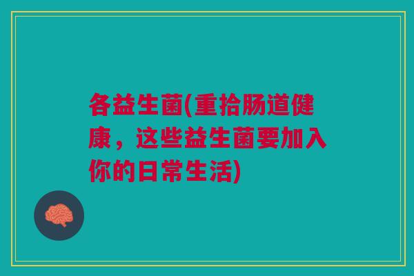各益生菌(重拾肠道健康,这些益生菌要加入你的日常生活) 各益生菌(重拾肠道健康,这些益生菌要加入你的日常生活)