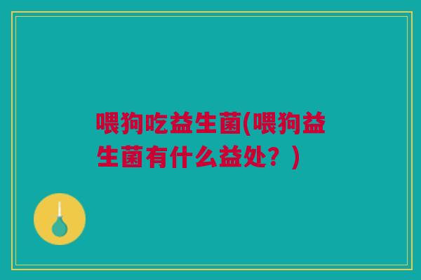 喂狗吃益生菌(喂狗益生菌有什么益处?)