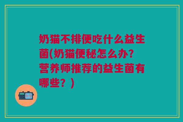 奶猫不排便吃什么益生菌(奶猫便秘怎么办？营养师推荐的益生菌有哪些？)