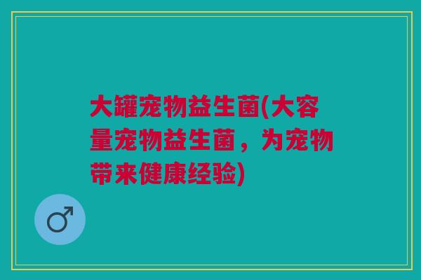 大罐宠物益生菌(大容量宠物益生菌，为宠物带来健康经验)
