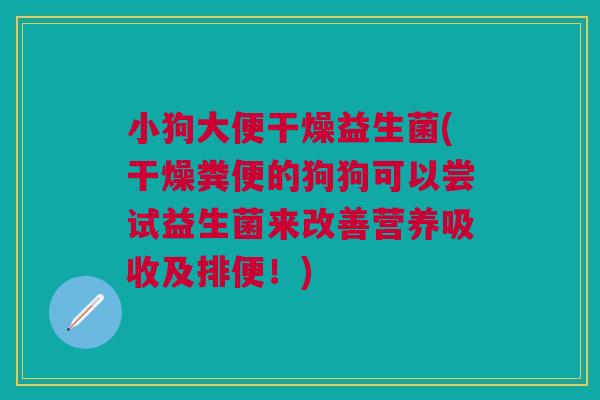 小狗大便干燥益生菌(干燥粪便的狗狗可以尝试益生菌来改善营养吸收及排便!)