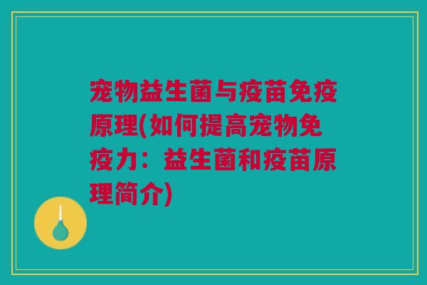 宠物益生菌与疫苗免疫原理(如何提高宠物免疫力:益生菌和疫苗原理简介)