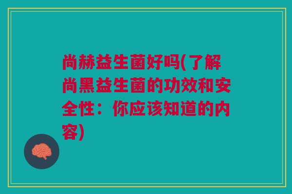 尚赫益生菌好吗(了解尚黑益生菌的功效和安全性:你应该知道的内容)