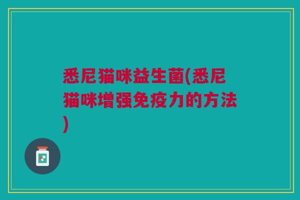 悉尼猫咪益生菌(悉尼猫咪增强免疫力的方法)