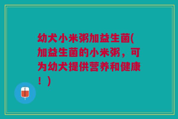 幼犬小米粥加益生菌(加益生菌的小米粥,可为幼犬提供营养和健康!) 幼犬小米粥加益生菌(加益生菌的小米粥,可为幼犬提供营养和健康!)