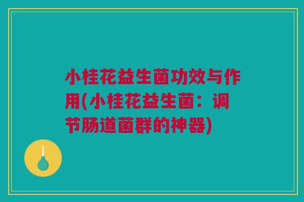 小桂花益生菌功效与作用(小桂花益生菌:调节肠道菌群的神器)