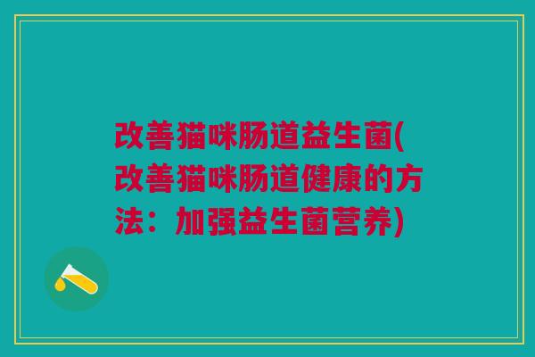 改善猫咪肠道益生菌(改善猫咪肠道健康的方法:加强益生菌营养) 改善猫咪肠道益生菌(改善猫咪肠道健康的方法:加强益生菌营养)