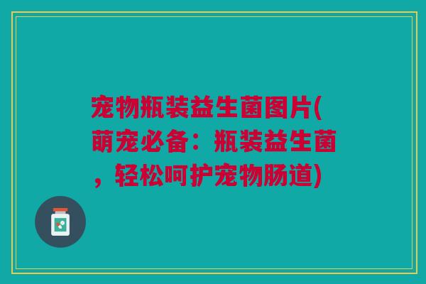 宠物瓶装益生菌图片(萌宠必备:瓶装益生菌,轻松呵护宠物肠道)