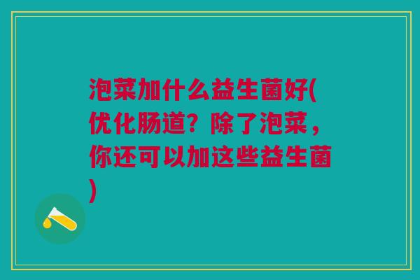 泡菜加什么益生菌好(优化肠道?除了泡菜,你还可以加这些益生菌) 泡菜加什么益生菌好(优化肠道?除了泡菜,你还可以加这些益生菌)