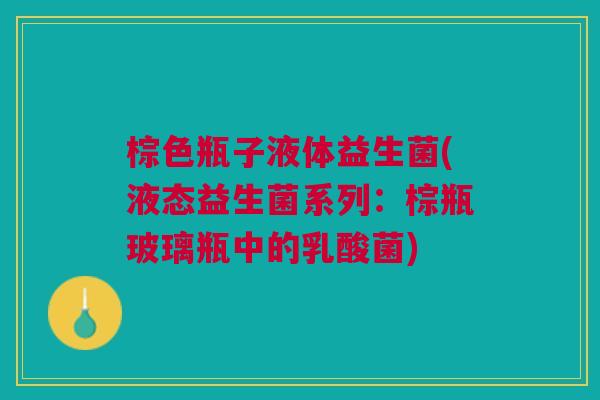 棕色瓶子液体益生菌(液态益生菌系列:棕瓶玻璃瓶中的乳酸菌)