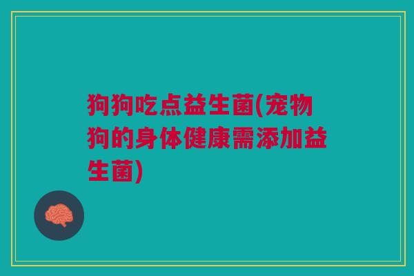 狗狗吃点益生菌(宠物狗的身体健康需添加益生菌)