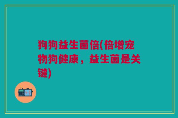 狗狗益生菌倍(倍增宠物狗健康,益生菌是关键)