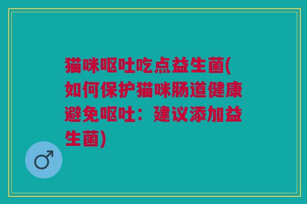 猫咪吃点益生菌(如何保护猫咪肠道健康避免:建议添加益生菌) 猫咪吃点益生菌(如何保护猫咪肠道健康避免:建议添加益生菌)