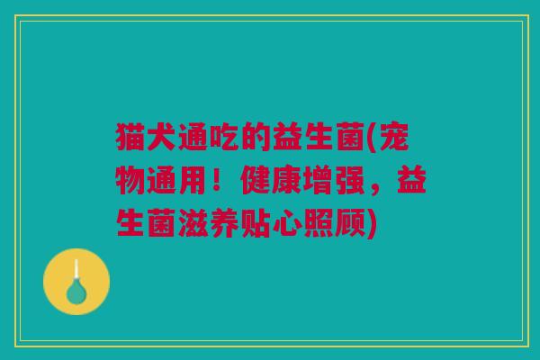 猫犬通吃的益生菌(宠物通用!健康增强,益生菌滋养贴心照顾) 猫犬通吃的益生菌(宠物通用!健康增强,益生菌滋养贴心照顾)
