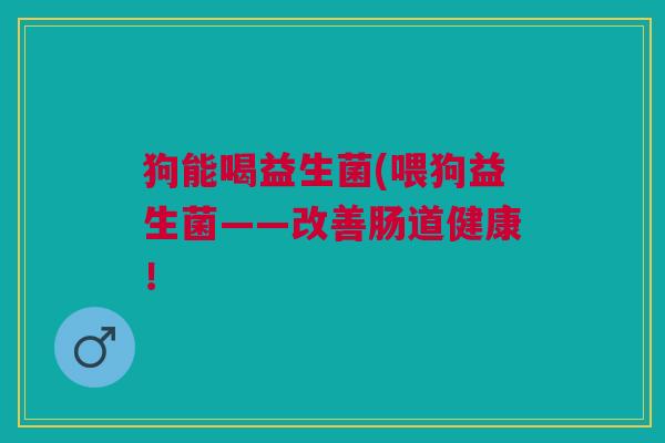 狗能喝益生菌(喂狗益生菌——改善肠道健康! 狗能喝益生菌(喂狗益生菌——改善肠道健康!