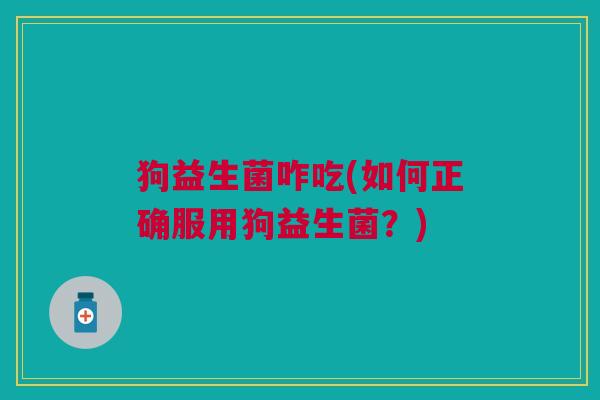 狗益生菌咋吃(如何正确服用狗益生菌?) 狗益生菌咋吃(如何正确服用狗益生菌?)